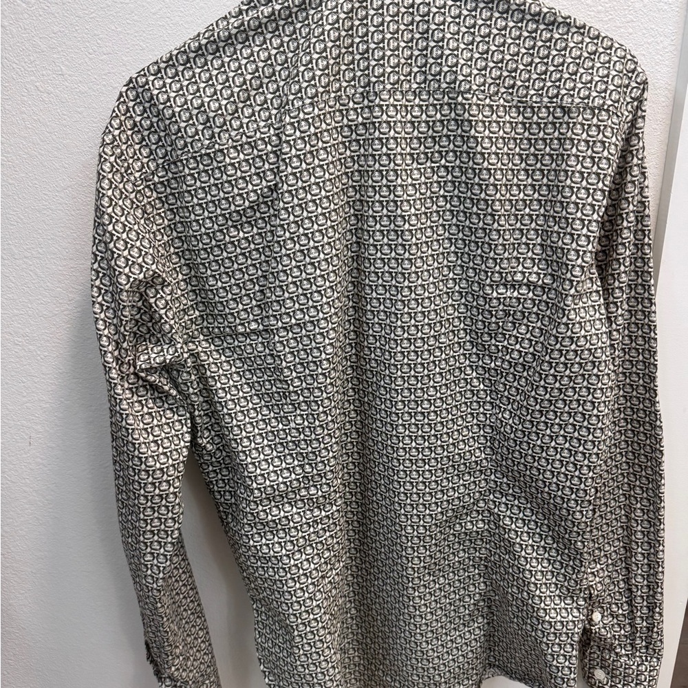 Salvatore Ferragamo Men’s Gancini Logo Print Button-Down Shirt M - Picture 5 of 8